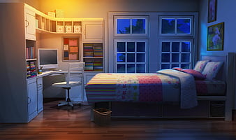 Free Vectors | simple room anime background with desk
