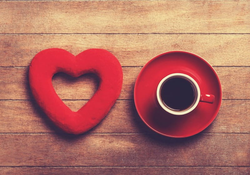 Love is stronger , stronger, coffee break, love, heart, red cup, pure feeling, HD wallpaper