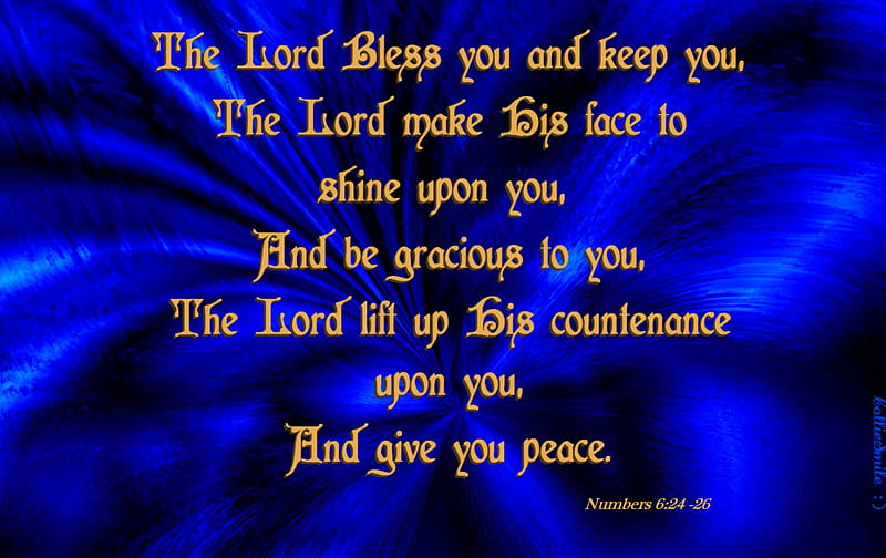 The Lord Bless You & Keep You (Blue), blessing, black, midnight b1ue, prayer, choir song, gold, salvation, love, God, bible, sa1vation, merciful, mercy, blue, scripture, HD wallpaper
