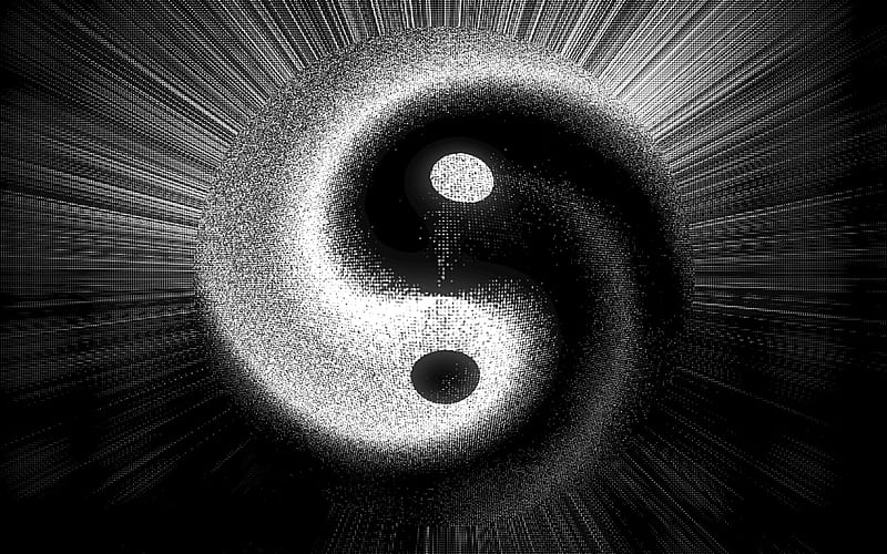 Yin Yang Vortex, yang, , black, chinese, yin, white, abstract, HD wallpaper