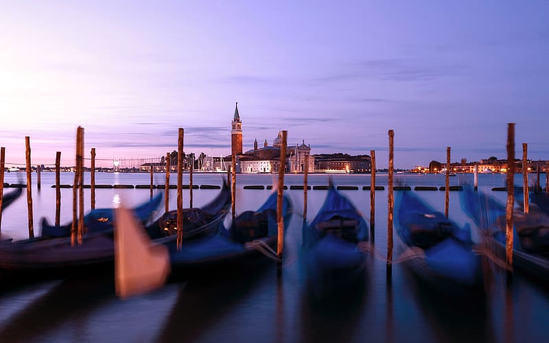Gondola Piazza San Marco Sunset Venice Italy, HD wallpaper