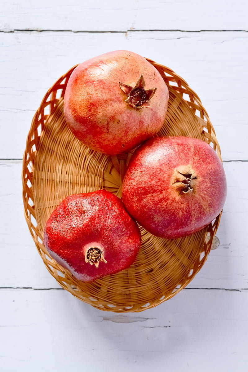 pomegranates, fruit, basket, HD phone wallpaper