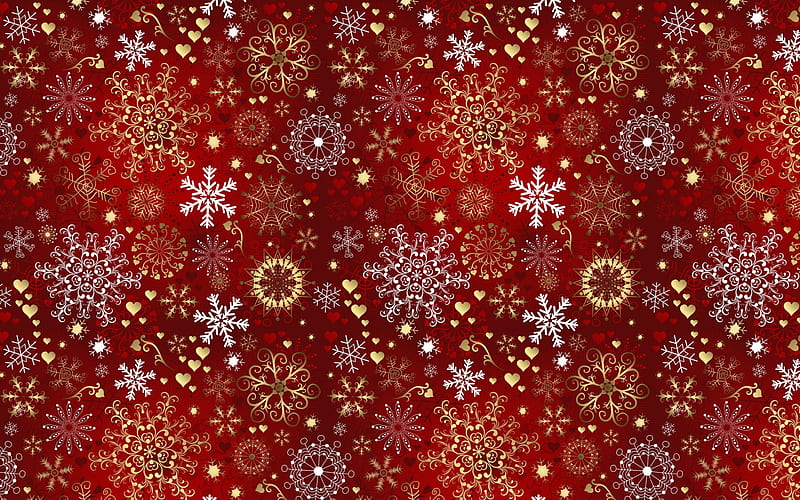 Red christmas texture, red texture with snowflakes, red christmas background, snowflakes texture, background with snowflakes, retro christmas background, HD wallpaper