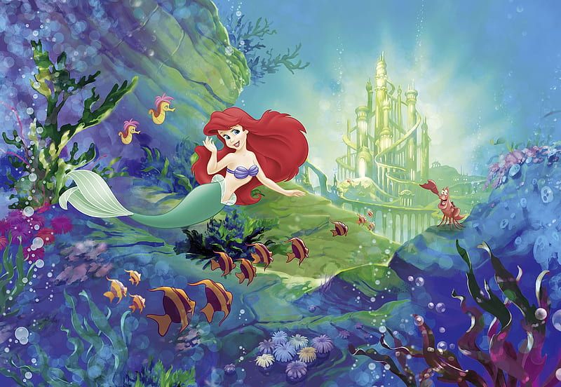 The Little Mermaid, The Little Mermaid (1989), Ariel (The Little Mermaid), Atlantica, Fish, Mermaid, Red Hair, Seahorse, Sebastian (The Little Mermaid), HD wallpaper