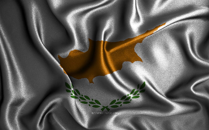 Cypriot flag silk wavy flags, European countries, national symbols, Flag of Cyprus, fabric flags, Cyprus flag, 3D art, Cyprus, Europe, Cyprus 3D flag, HD wallpaper