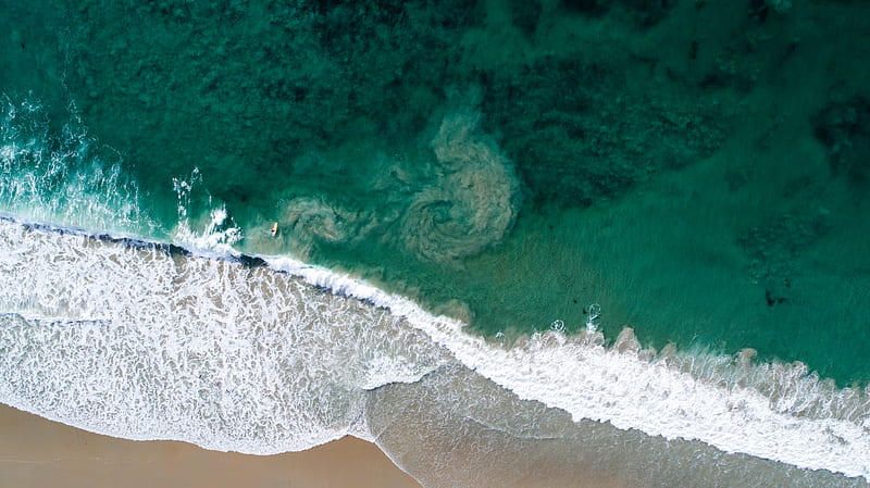 Beach, sea, waves, water, summer, aerial view, HD wallpaper | Peakpx