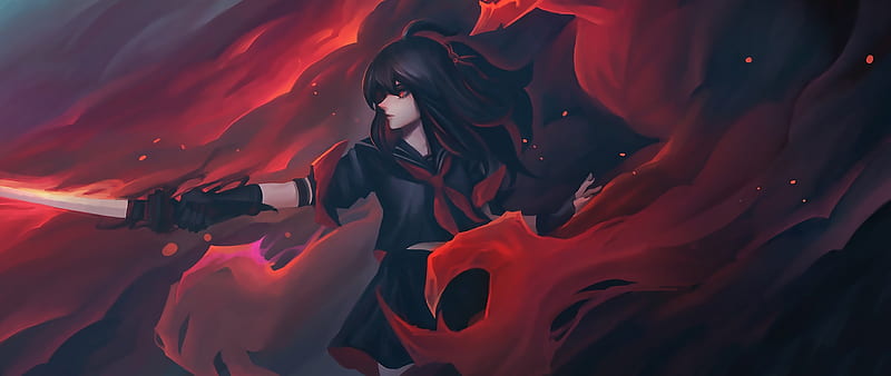 Download Anime Goth Girl With Red Eyes PFP Wallpaper