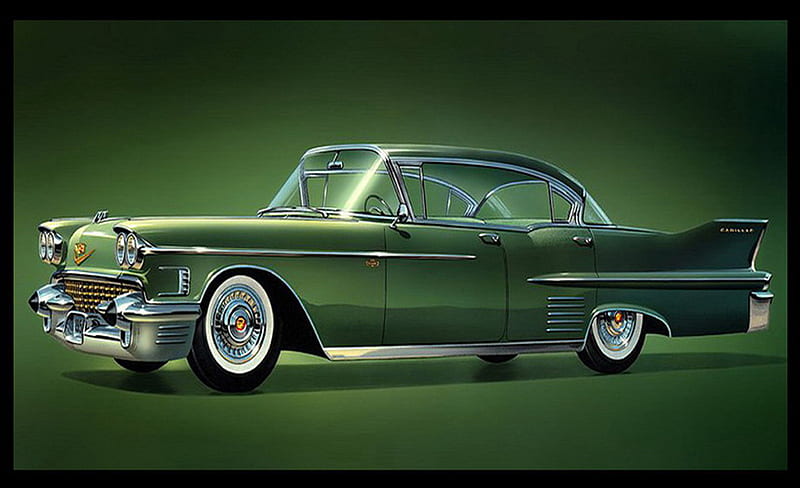 1958 Cadillac Series 62 Sedan, cadillac, fins, 1962, old, carros, green, car, auto, hot, vintage, HD wallpaper