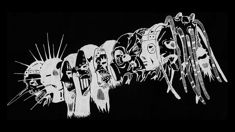 Slipknot Face Masks In Black Background Music, HD wallpaper