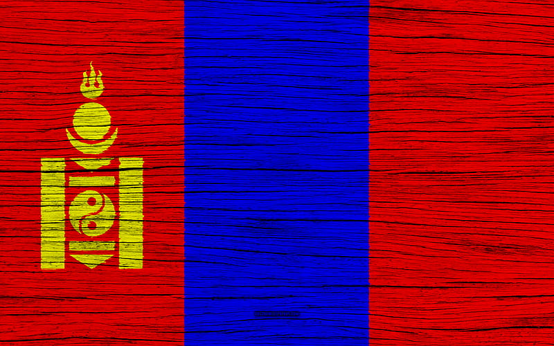 Flag of Mongolia Asia, wooden texture, Mongolian flag, national symbols, Mongolia flag, art, Mongolia, HD wallpaper