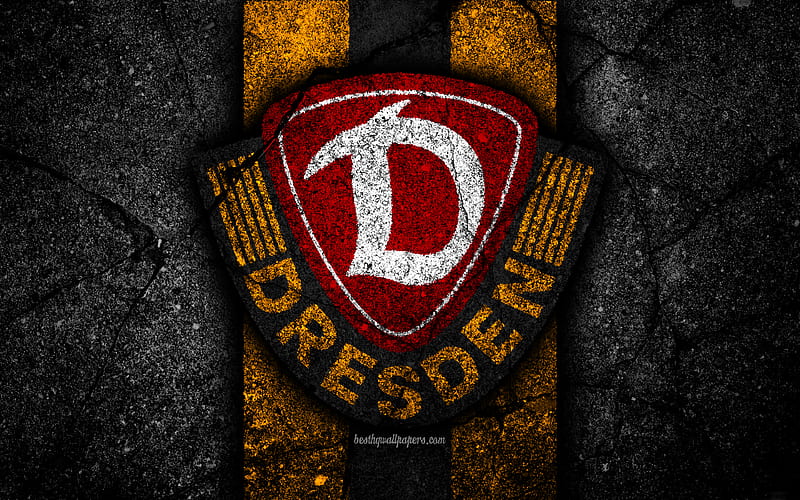 Dynamo Dresden FC grunge, logo, Bundesliga 2, creative, German football team, black stone, SG Dynamo Dresden, emblem, asphalt texture, Germany, FC Dynamo Dresden, HD wallpaper