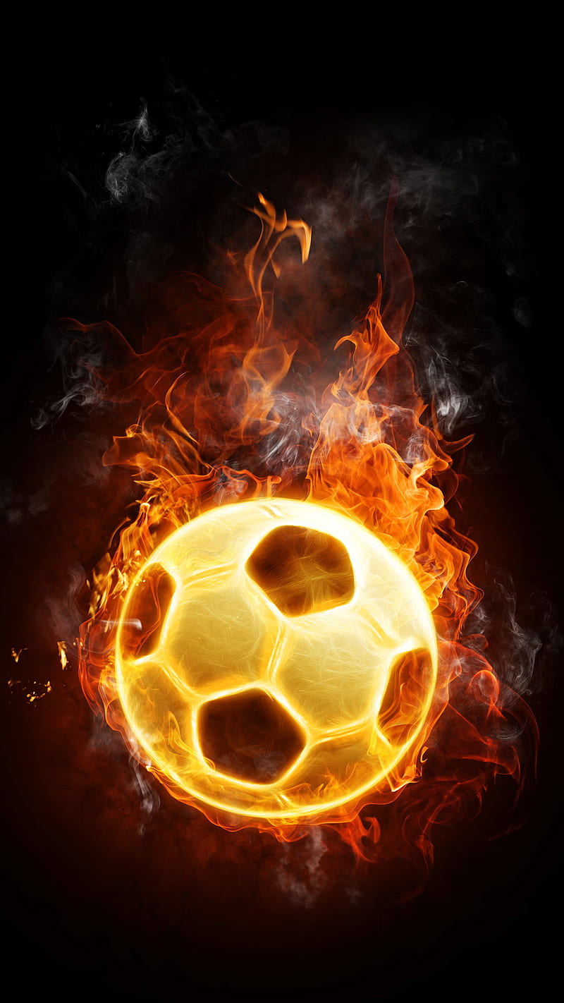 fire ball, ball, fire, footballsmoke, soccer, HD phone wallpaper