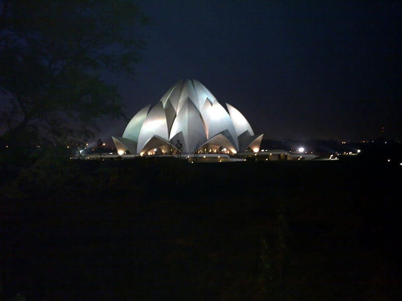 Lotus Temple, at night, india, new delhi, HD wallpaper | Peakpx