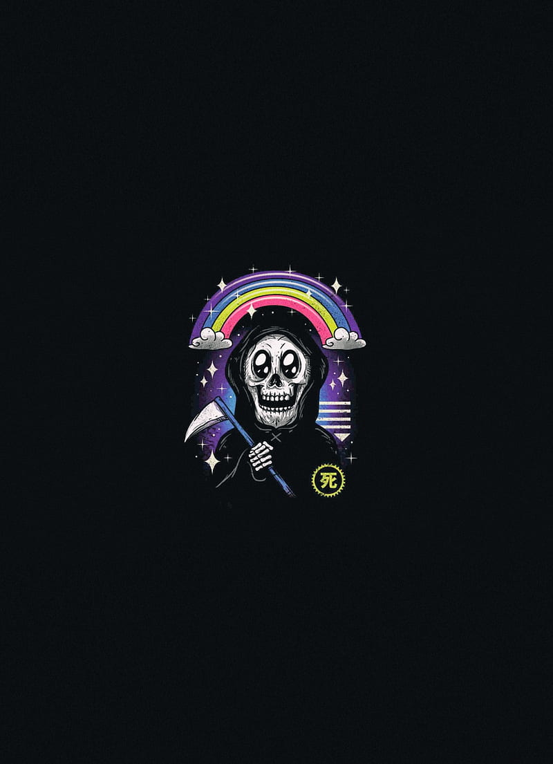 happy, grim reaper, minimal, art , iphone 4, iphone 4s, ipod touch, , background, 14710, HD phone wallpaper