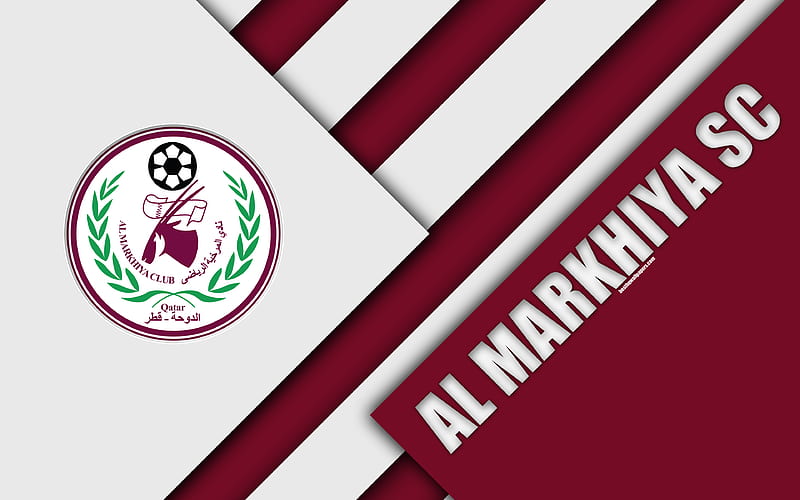 Al Markhiya SC Doha, Qatar, violet white abstraction, Al Markhiya logo, material design, Qatar football club, Qatar Stars League, Q-League, Premier League, HD wallpaper