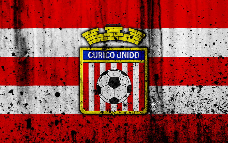 FC Curico Unido, art, grunge, Chilean Primera Division, soccer, football club, Chile, Curico Unido, logo, stone texture, Curico Unido FC, HD wallpaper