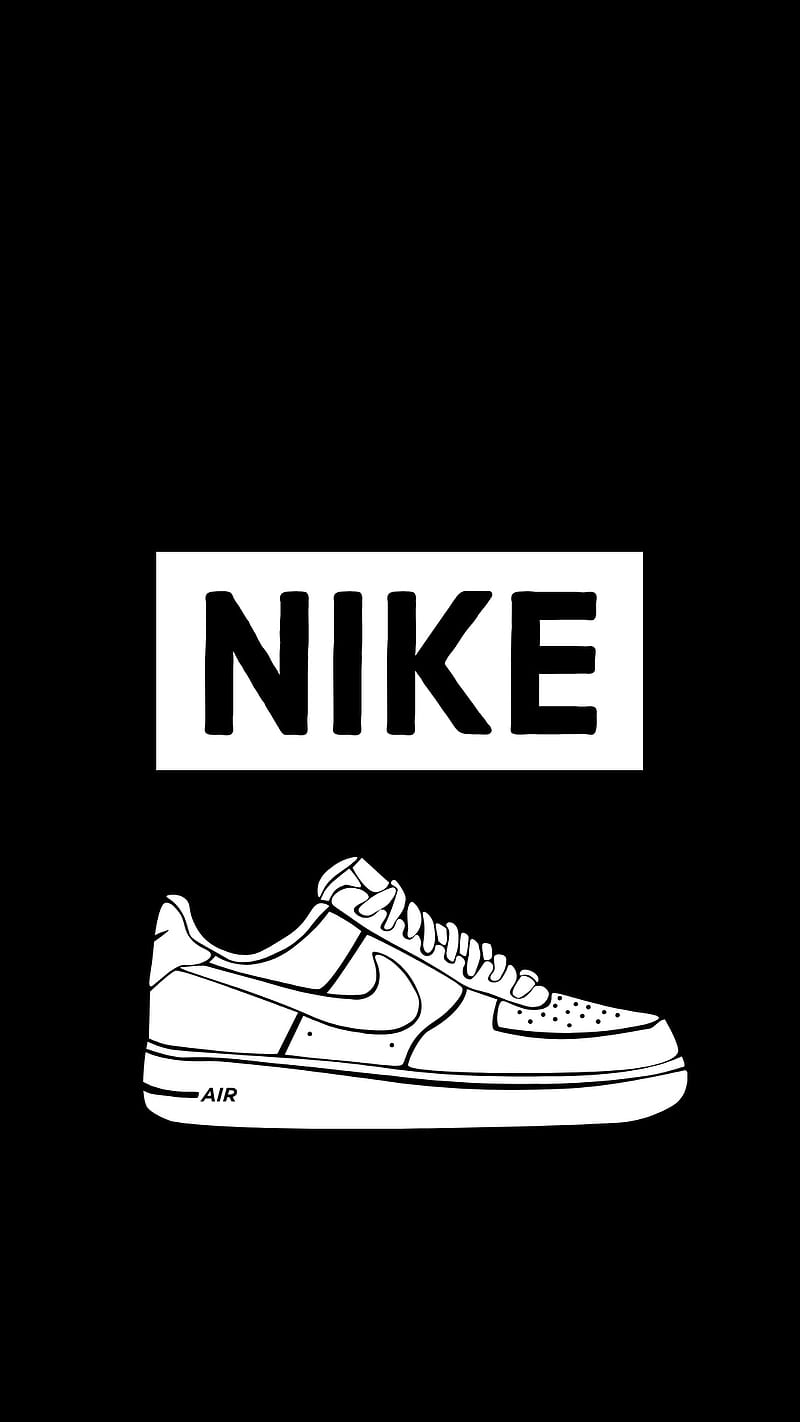 Nike Air Logo, air, amoled, black, cool, dark, dope, nice, nike, shoe, swag, HD phone wallpaper