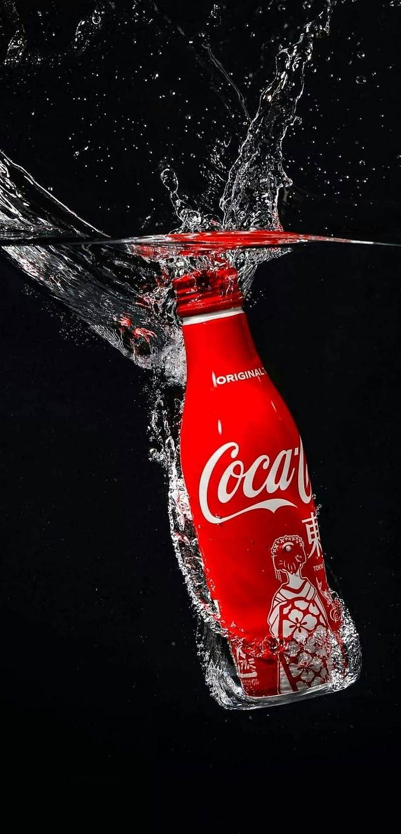 Coca Cola, cool, black, background, red, water, 2020, HD phone wallpaper