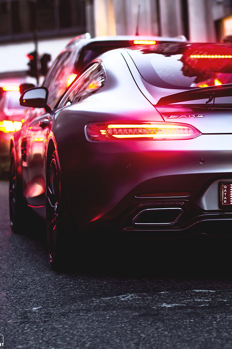 AMG, car, gris, lights, sport, HD phone wallpaper