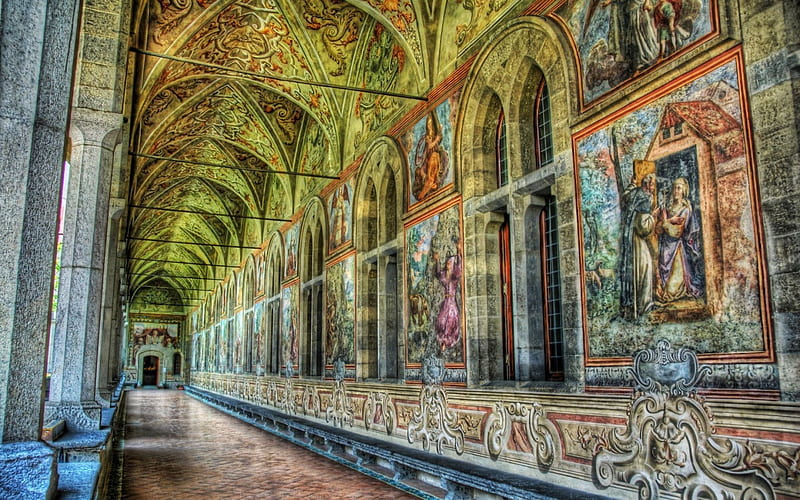 glorious interior of the church of santa chiara in naples r, interior, hallway, r, ornate, church, HD wallpaper
