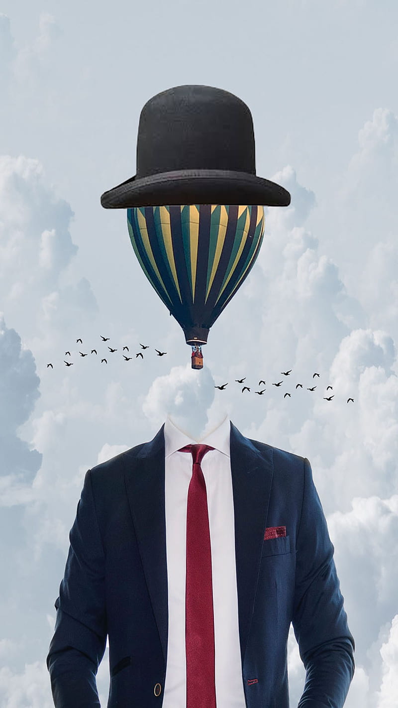 bird, air, ballon, hat, HD phone wallpaper