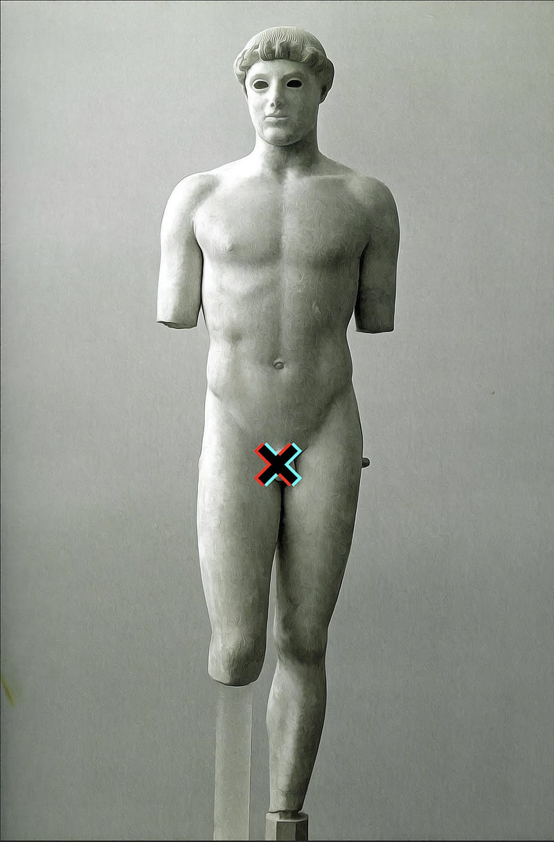 The Kritios Boy, ancient, archaic, art, black and white, classical, greek, marble, statue, vaporwave, HD phone wallpaper