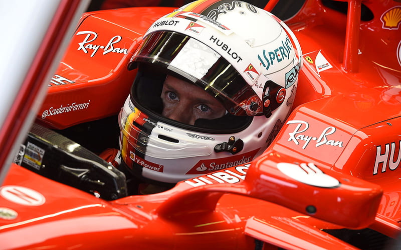 Sebastian Vettel, cockpit, 2017, Ferrari, boxes, F1, Formula 1, Scuderia Ferrari, Formula One, HD wallpaper