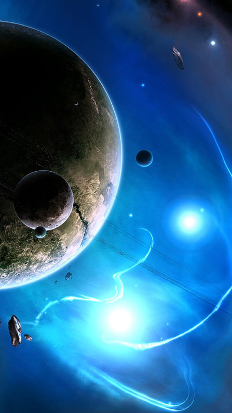 Space, battle, blue, outer, universe, world, HD phone wallpaper