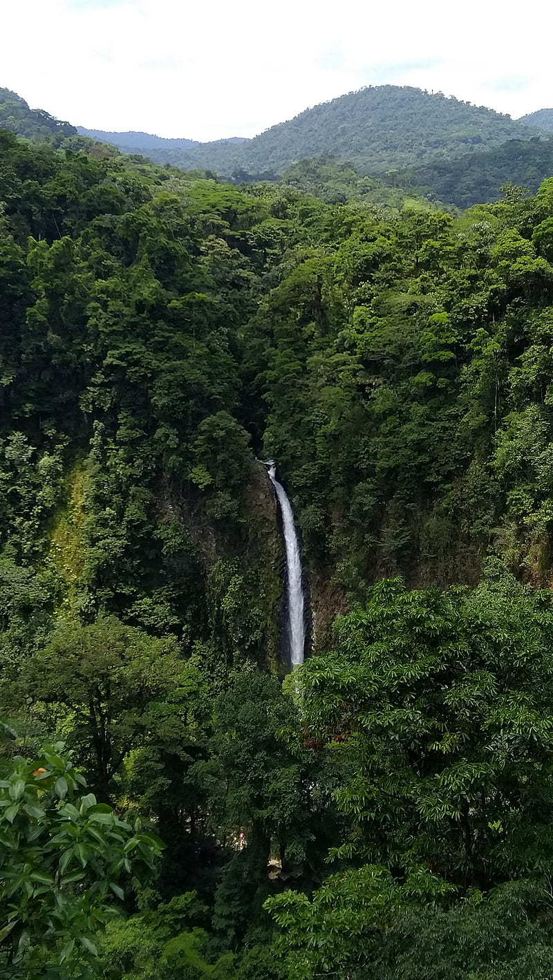 Costa Rica Waterfall, arenal, costa rica, landscape, nature, rainforest, HD phone wallpaper