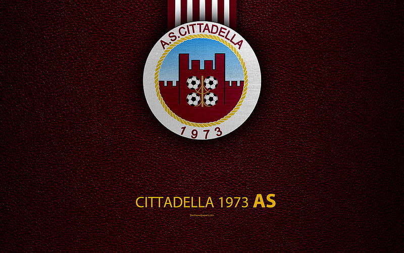 AS Cittadella, 1973 Italian football club, logo, Cittadella, Italy, Serie B, burgundy leather texture, football, Italian Football Championships, HD wallpaper