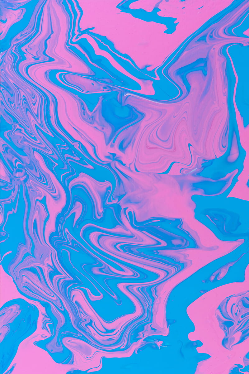paint, liquid, stains, pink, blue, HD phone wallpaper