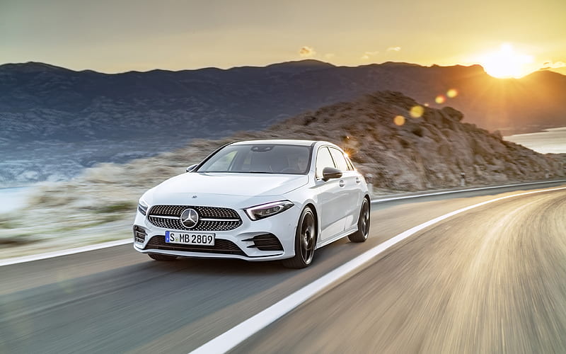 Mercedes-Benz A-Class, road, 2019 cars, motion blur, new A-Class, german cars, Mercedes, HD wallpaper