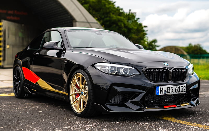 BMW M2, 2018, M Performance Competition, black sports coupe, front view, tuning M2, German sports cars, BMW, HD wallpaper