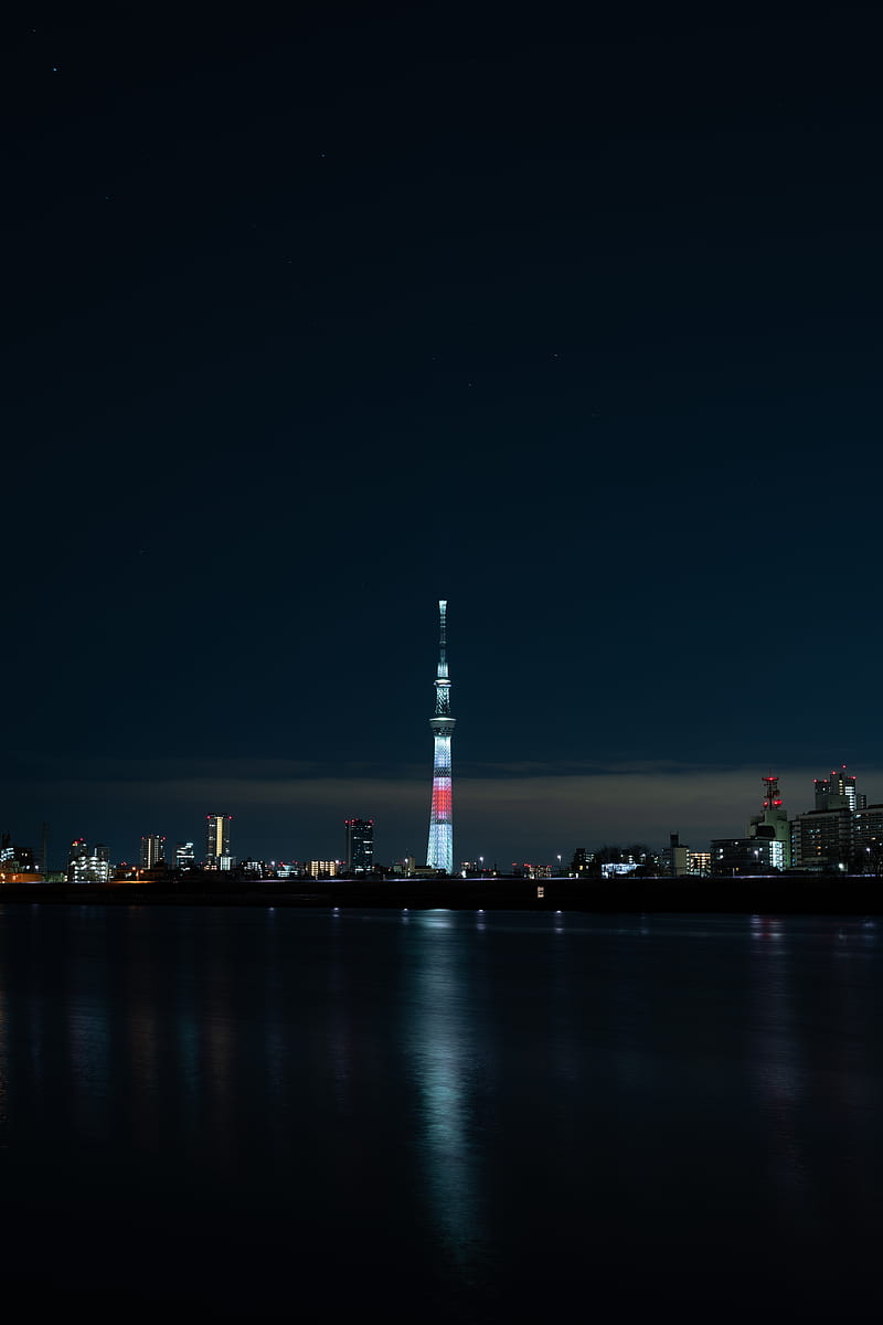 tower, night city, panorama, city lights, tokyo, japan, HD phone wallpaper