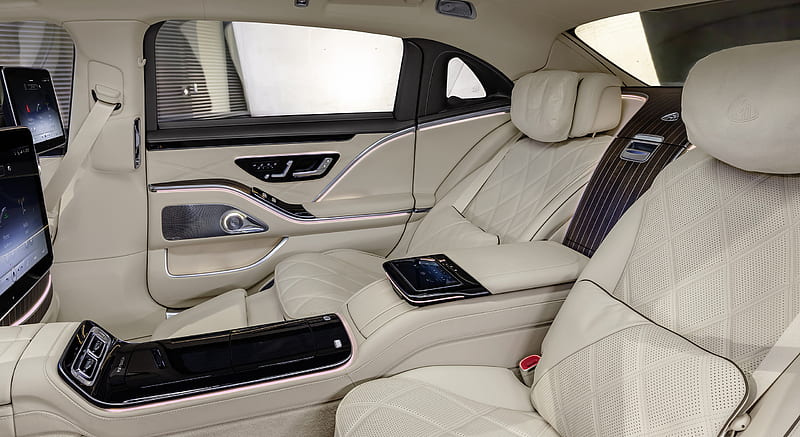 2021 Mercedes-Maybach S-Class (Leather Nappa macchiato beige / bronze brown pearl) - Interior, Rear Seats , car, HD wallpaper
