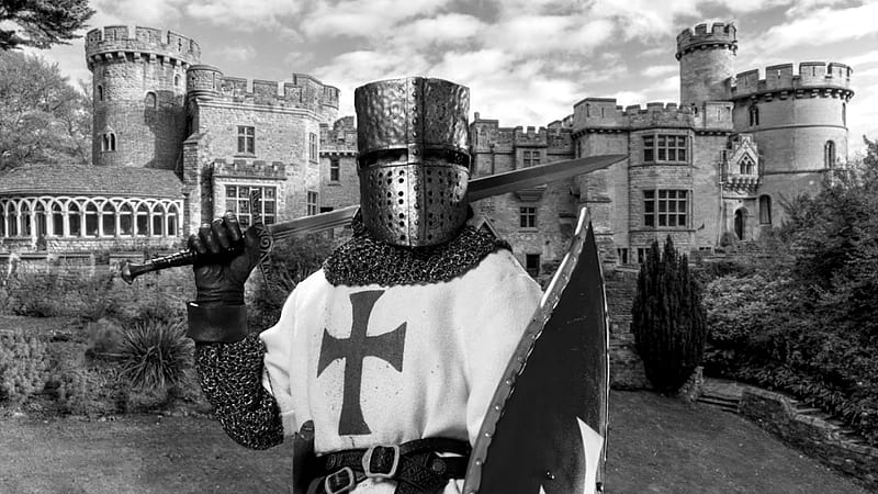 crusader knight, templar, knight, castle, fantasy, HD wallpaper