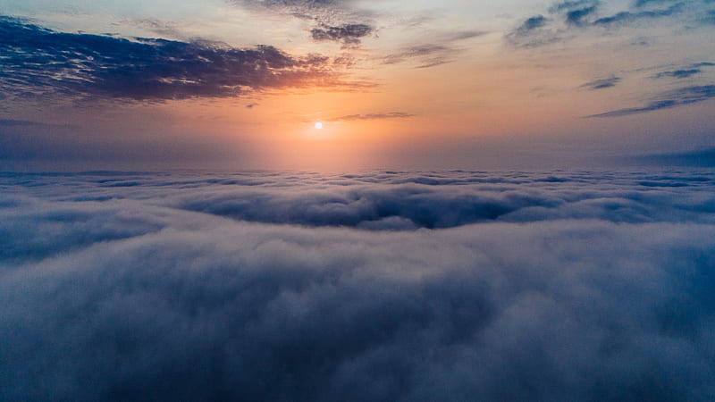 Sea Of Clouds Aerial View , sea-of-clouds, clouds, sea, sunset, nature, HD wallpaper
