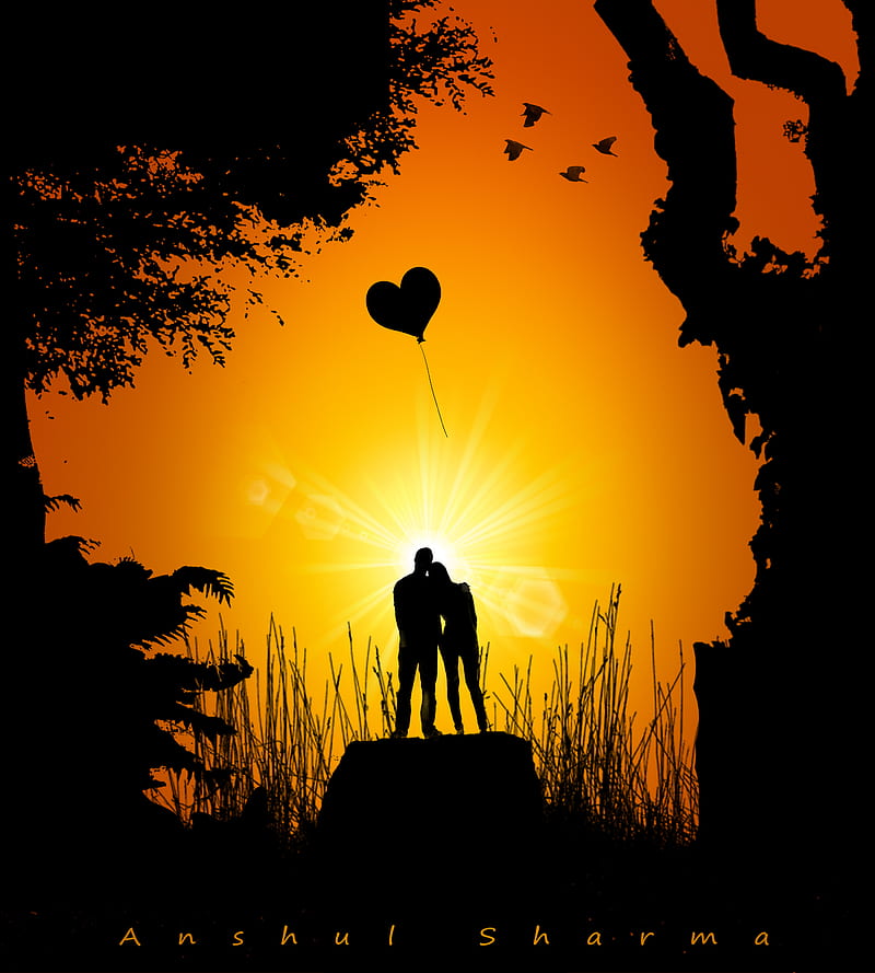 Couple love, birds, manipulation, tree, vector, HD phone wallpaper | Peakpx