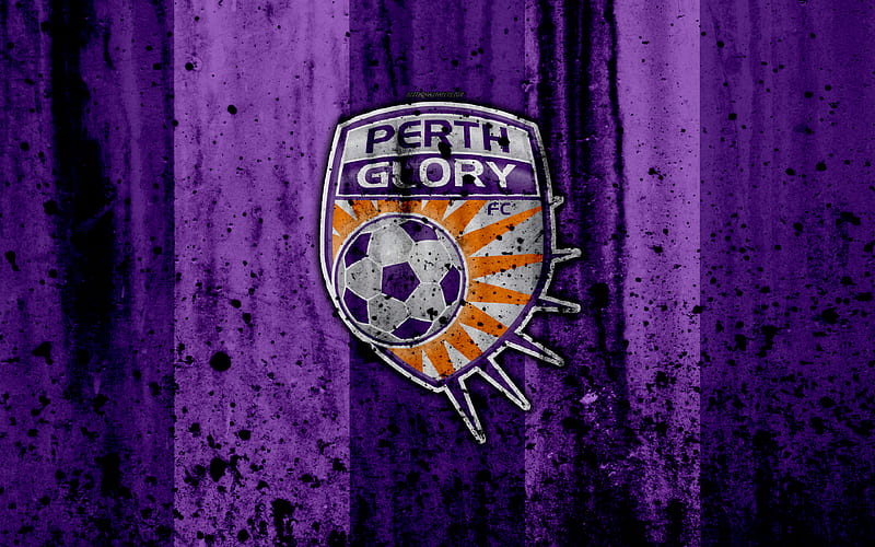 FC Perth Glory, grunge, A-League, soccer, football club, Australia, Perth Glory, logo, stone texture, Perth Glory FC, HD wallpaper