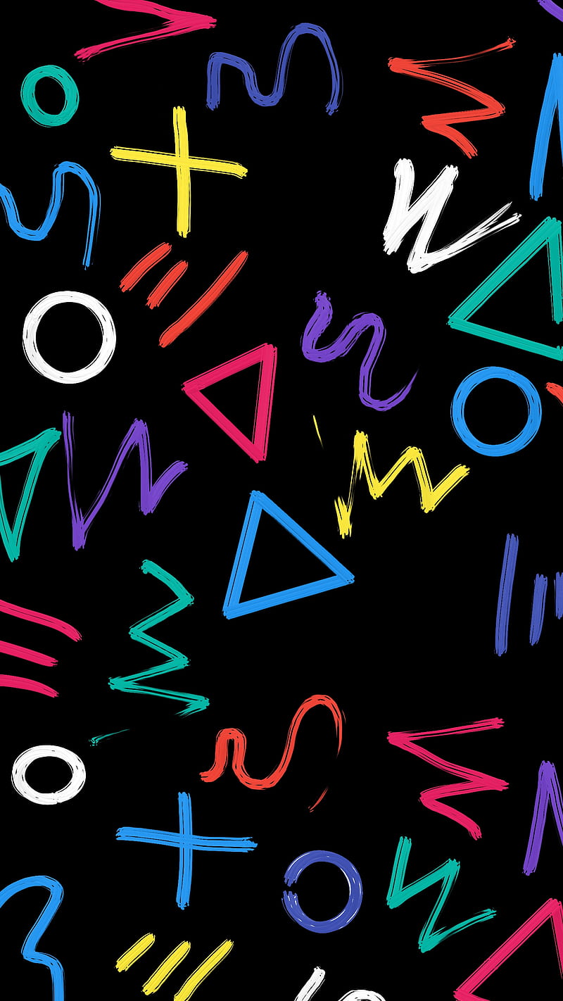 figures abstract, black, circle, line, pattern, signed, triangle, HD phone wallpaper