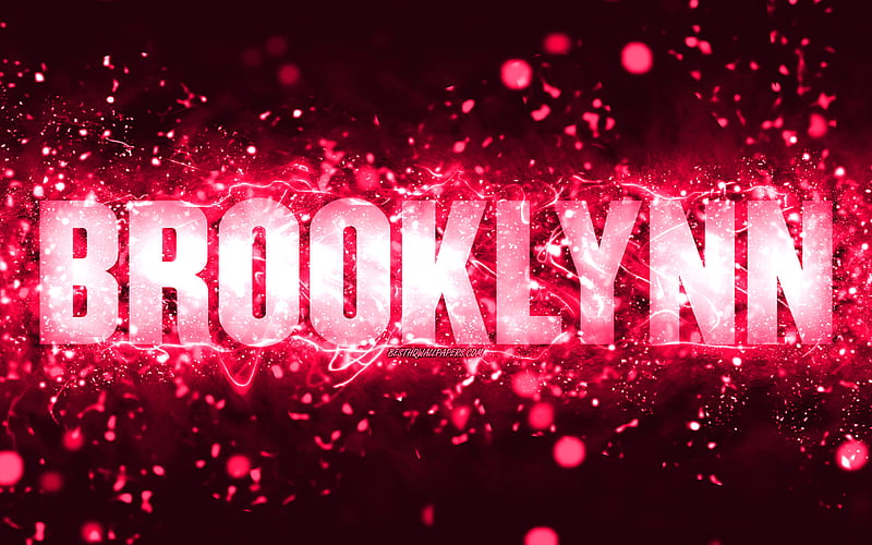 Happy Birtay Brooklynn, pink neon lights, Brooklynn name, creative, Brooklynn Happy Birtay, Brooklynn Birtay, popular american female names, with Brooklynn name, Brooklynn, HD wallpaper