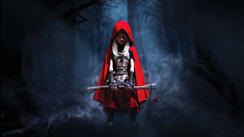 little red riding hood, forest, dark, fairy tale, Fantasy, HD wallpaper