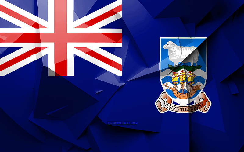 Flag of Falkland Islands, geometric art, South American countries, Falkland Islands flag, creative, Falkland Islands, South America, Falkland Islands 3D flag, national symbols, HD wallpaper