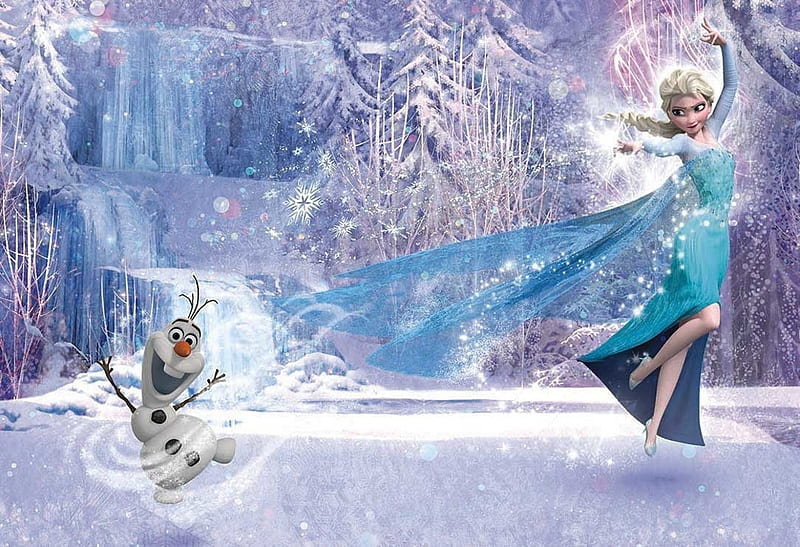Frozen (2013), snow queen, white, frozen, winter, blue, iarna, poster, elsa, movie, olaf, disney, HD wallpaper