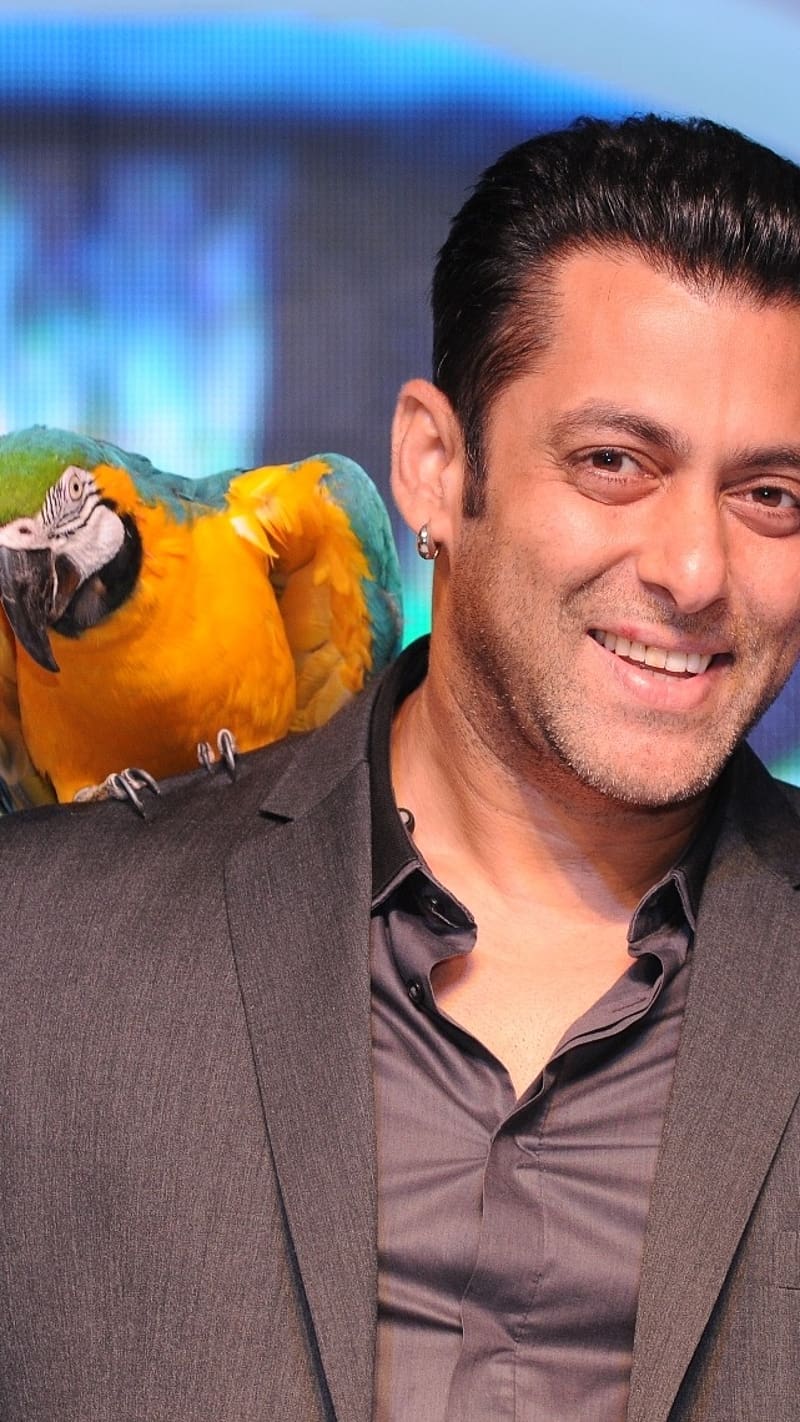 Salman Khan, salman khan with parrot, salman, parrot, actor, HD phone wallpaper