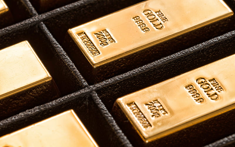gold bullion, 200 grams gold, metal, gold concepts, precious metals, HD wallpaper