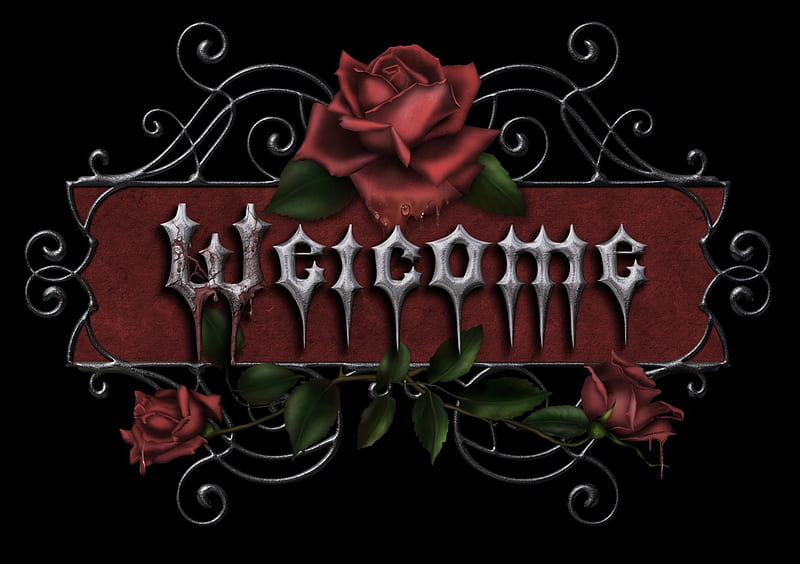 ✼Welcome with Roses Goth✼, red, pretty, wonderful, lovely, welcome, colors, bonito, roses, cute, word arts, gothic, clipart, flower, beloved valentines, HD wallpaper