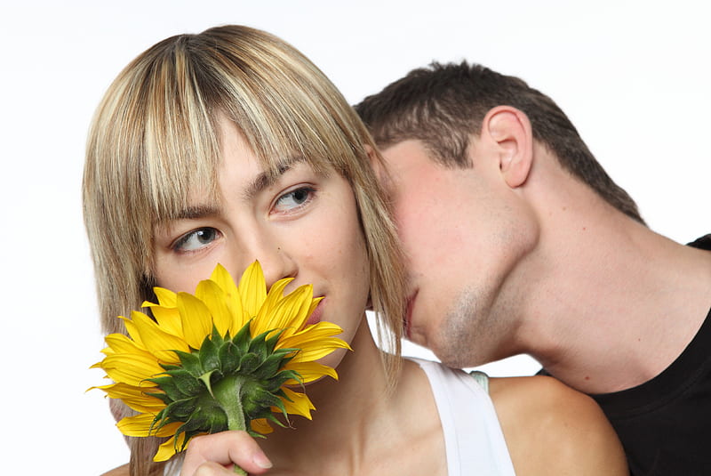 •✿• Sunny Love •✿•, wonderful, fresh, together, yellow, bonito, man, sunflower, woman, people, love, siempre, couple, HD wallpaper