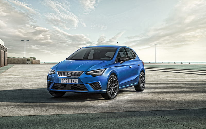 2021, Seat Ibiza Xcellence exterior, front view, blue hatchback, new blue Seat Ibiza, Spanish cars, Seat, HD wallpaper