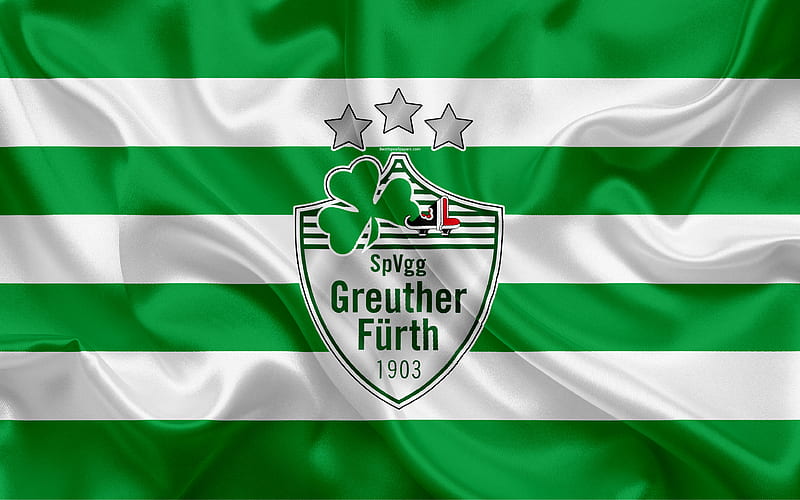 SpVgg Greuther Furth green white silk flag, German football club, logo, emblem, 2 Bundesliga, football, Fuerth, Germany, Second Bundesliga, Greuther Furth FC, HD wallpaper